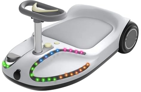 Hover-Pro Kids Electric Go Kart Wiggle Ride On Car with Bluetooth Speaker Disco LED Lights 100W Strong Motor for Indoor and Outdoor Sports 3 Adjustable Speeds Portable Scooter For Kids Ages 4-7