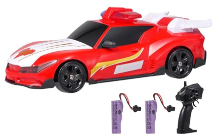 Aumotop Mini-Ferngesteuertes Drift-Polizeiauto, Spielzeug mit Lichtern, RC-Auto mit Allradantrieb, Blau (Rot #-2)