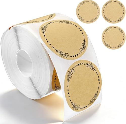 Nogeqi 500 Stück 5cm Etiketten Marmeladengläser, Marmeladen Aufkleber zum Beschriften Selbstklebend Klebeetiketten Rund für Marmeladengläser, Geschenktüten, Umschläge, Küche
