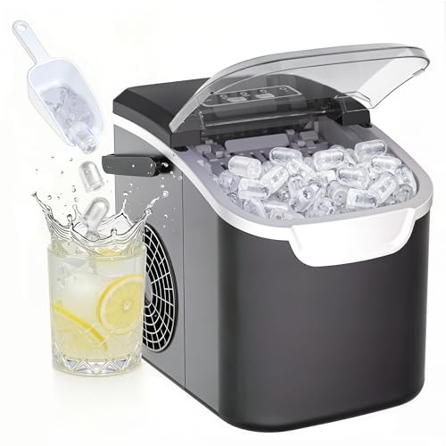 Kismile Portable Ice Maker Machine, 8 Ice Cubes in 6 Mins, 26lbs/24H, Black