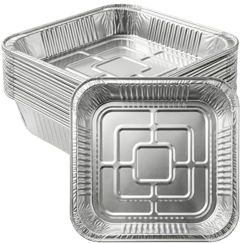 Gudalea 20 Pezzi Vaschette Alluminio Friggitrice ad Aria 20cm, Teglie Alluminio Usa e Getta Quadrate 8 Pollici, Contenitori Alluminio Antiaderenti per Forno, Barbecue e Congelamento, Resistenti