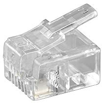 Goobay 58625 Spina modulare RJ11 per cavo tondo; 4 poli - per la crimpatura di cavi tondi per telefono; versione non schermata