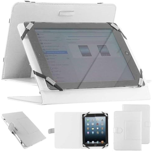 ebestStar - Copertura Universale per Tablet PC da 10 a 11 Simil-pellea con Stand Integrato, Android Tablet Epad, Acer ICONIA, Huawei Mediapad, Samsung Galaxy Tab 10.1, Note 10.1, Lenovo Tab, Bianco