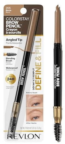 Revlon ColorStay Eyebrow Pencil with Spoolie Brush, Waterproof, Hair-Like Strokes for Natural Looking Brows, 205 Blonde, 0.021 oz