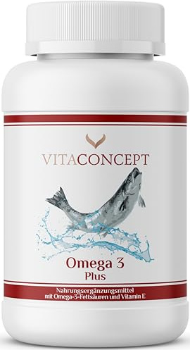 Omega 3 I 120 Kapseln I 2000 mg Fischöl pro Tagesdosis mit EPA & DHA inklusive Vitamin E I laborgeprüft I Vitaconcept®