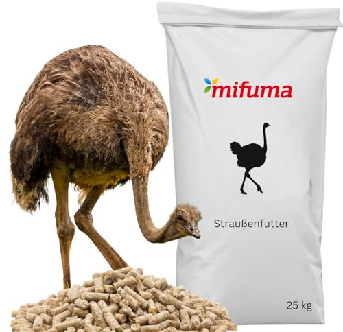 Mifuma Straußenfutter SF 25 kg | Ergänzungsfutter für Strauße, Emus & Nandus | Laufvogelfutter ab 6. Monat | Pelletiert 3 mm