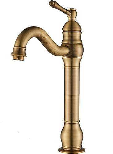 Rozin Antique Brass Bathroom Sink Tap Single Handle 360° Rotable Spout Deck Mounted Mixer Tap