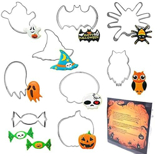 QinGuang 9pcs Edelstahl Halloween Ausstecher Ausstechform Keksausstecher Kürbis /Hexenhut/ Geist Halloweenkekse