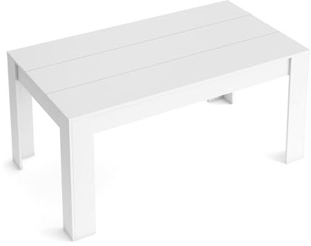Skraut Home - Kai Ausziehbarer Tisch bis 200 cm - 76 x 140 x 90 cm - Für jeden Anlass - Weiß - Ideal in Esszimmer oder Küche - Moderner Stil - Weißes Holz