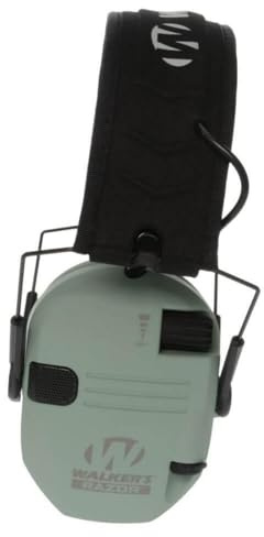 Walker's Razor Slim Ultra Low Profile Compact Design Adjustable Range Shooting Hunting Hearing Protection Electronic Earmuffs, Sage