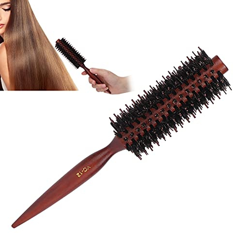Rundbürste zum Föhnen, Rundhaarbürste mit Spitzem Schwanzgriff, runde Stylingbürste für Frauen und Männer Glätten Locken Hinzufügen von Haar Volumen und Glanz (Vertikale Linien)