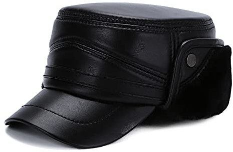 DongBao Herren Winter Baseball Cap,Wasserdicht Basecap Schirmmützen, Lederhüte Mit Ohrenklappen Für Männer Warme Wintermütze