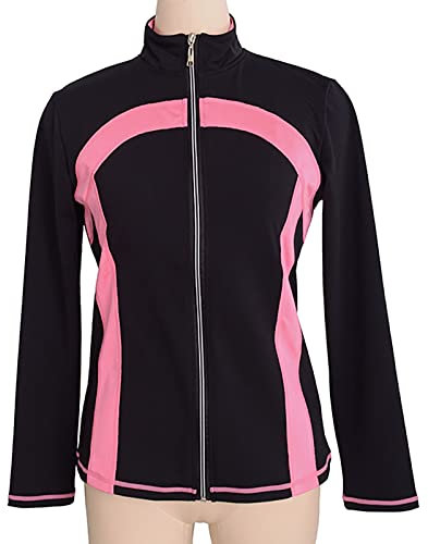 Youthful flying Eiskunstlauf Jacke Damen Mädchen Eislaufen Fleece Jacke Hohe Elastizität Training Activewear(Size:S,Color:Black-Thin)