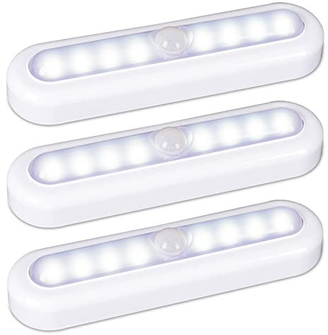 STAR-SPANGLED 7 inch Motion Sensor Lights Indoor, Cordless High CRI LED Stick on Lights AAA Battery Powered for Stairs, Cupboard, Wardrobe, Closet, Cabinet, Kitchen, Hallway (Cool White, 3 Pack)