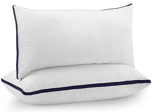 Utopia Bedding Kopfkissen (2er Set), 40 x 80 cm Schlafkissen, Gebürsteter Stoff Bezug Bettkissen, Premium Qualität Weich et Atmungsaktiv Kissen (Marineblau)