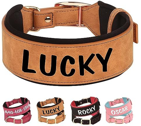PET ARTIST Personalisierte PU Leder Hundehalsband für Mittlere Große Hunde Stilvoll und Bequem; Geeignet für Mädchen und Jungen Hunde, Braun M