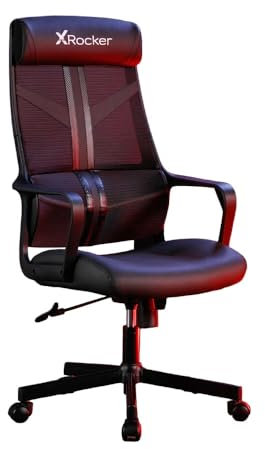 X-Rocker Helix High Back Mesh Gaming Chair for Adults & Teens - Ergonomic, Head & Lumbar Cushion, Height Adjustable Recliner, Nylon & Fabric - Black