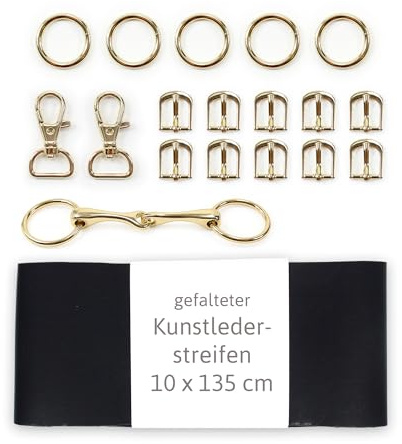 Kit de bridons Hobby Horse ◆Gold Edition ◆ : Kit de matériel DIY avec cuir noir (sans instructions)