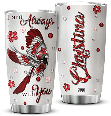 Insulated Travel Mug 590ml Thermal Coffee Cup with Straw and Lid Thermo Cup for Birthday Christmas Dad Cardinal Custom