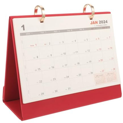GLigeT Stehender Flip-Desktop-Kalender 2024, Tischkalender, tragbarer Desktop-Kalender for Büro, Jahresrahmen, Doppelring-Kalender, Desktop-Dekoration