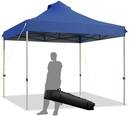 SPOTRAVEL 3m x 3m Pop Up Gazebo, Height Adjustable Instant Garden Gazebo Canopy Shelter with Wheeled Carry Bag, Outdoor Folding Waterproof Party Tent Marquee Pavilion for Patio Backyard Deck (Blue)