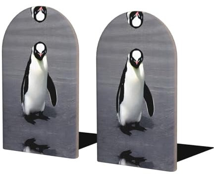 Niedlicher Pinguin stilvoller Buche Holz Zeitschriftensammler – rutschfeste Buchstützen für Regale – Organisieren und Aufbewahren von Bürobedarf