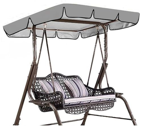 Garden Swing Canopy Replacement 2 3 Seater Swing Seat Canopy Replacement Waterproof Garden Swing Chair Canopy Replacement UV Resistant Cover Patio Hammock Cover,Grey,142x120x18cm