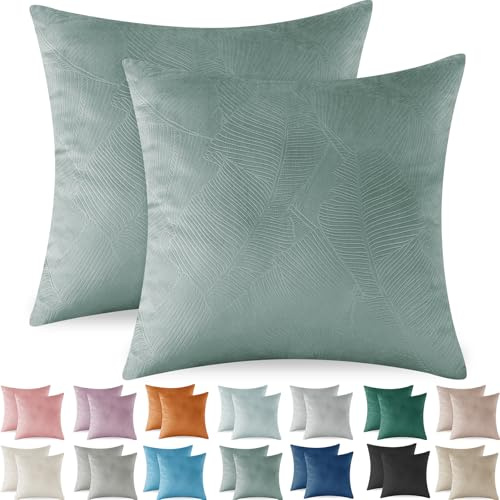 Ystyle Dekorativa Kuddfodral 40x40 2 Stycken, Stretch Kuddöverdrag I Sammet, Fyrkantiga Örngott Tvättbart För Soffa Hem Och Sovrum, Kvalsterhämmande Andningsbart Med Dold Dragkedja, Mörkgrön
