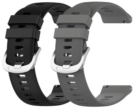 Garmcool 2 Piezas Correas 22mm Compatible con Garmin Forerunner 255 /Venu 3 / Vivoactive 4, Correa Negro Gris Oscuro Silicona Reemplazo Pulseras para Hombre (sin Reloj)