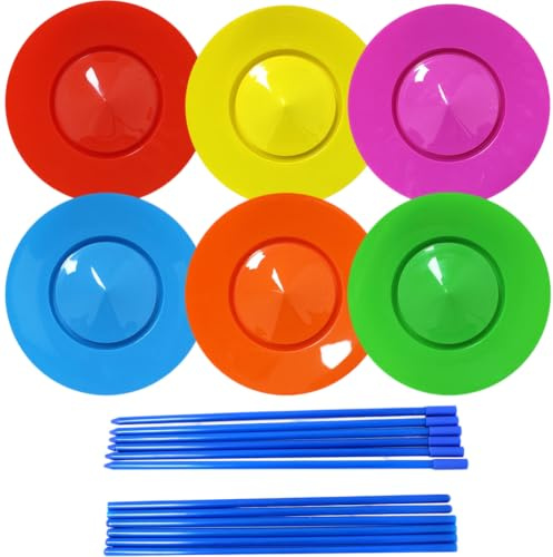 Jonglier-kreiselplatten-Set, 6 Rotierende Platten Und 6 Stöcke, Zirkusakrobatik-Performance-Requisiten, Jonglier-kreiselplatten, Clown-partyzubehör