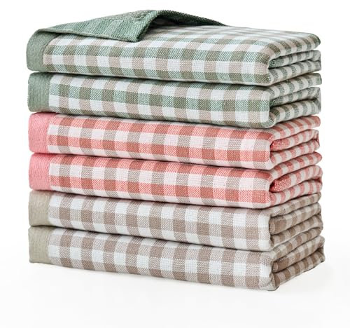 Paños de Cocina Algodón 34 x 34 cm Paños de Algodón para Lavar Platos Juego de 6 Súper Absorbente Trapos