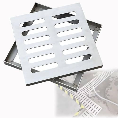 ZIUSFAC Rejilla De Drenaje De Canal De Metal Cubierta De Drenaje Cuadrada Tapa De Desagüe De Acero Inoxidable Filtro De Drenaje 15cm 60cm Rejilla De Desagüe Para Jardín Patio Garaje(30cmx30cm(11 3/4x