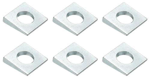 PATIKIL 6 Piezas Arandelas Cuadradas Biseladas, M16x35mm Arandelas Cuadradas Biseladas Placa De Soporte De Cojinete Espaciador Plano De Para Pernos De 16mm Fijador Tuerca, Plateado