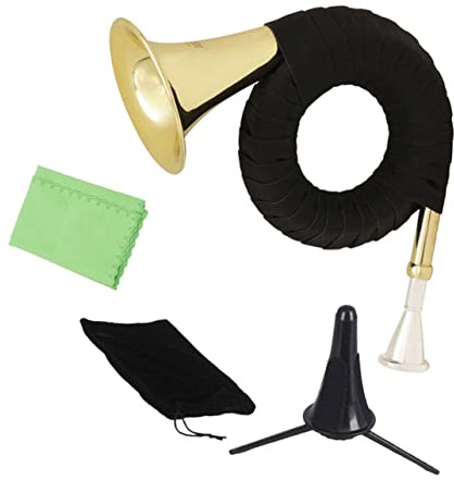 Waldhorn in B Stimmung, Goldlackiert, Tragbares Messing Instrument | Klarer Klang, Polierte Kanten und Oberfläche, für Profis und Musikliebhaber Unterwegs Zufällige Farbe