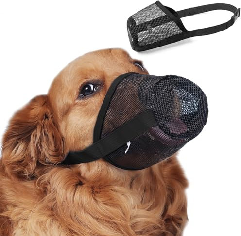 Maulkorb für Große Hunde, Dog Muzzle, Giftköderschutz Hund, Fressschutz Hund, Atmungsaktives Netz, mit Verstellbaren Trägern Geeignet für Kleine Mittlere und Große Hunde