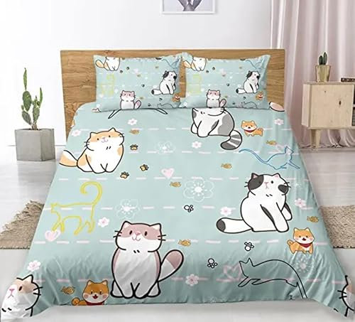 CHCHNXY Bettwäsche 135x200,Katze Flauschige Weich Microfaser Bettbezug Mit Reißverschluss,Für Kinder Jungen Mädchen Junge Bettwäsche-Sets(1*Kissenbezug 80x80cm