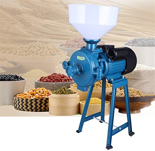 OZBME Mulino Elettrico per Farina/mangimi da 2200 W, macina Cereali secchi + Imbuto per Riso, Mais, Chicchi di caffè, Grano, mangimi per Cereali umidi, Blu