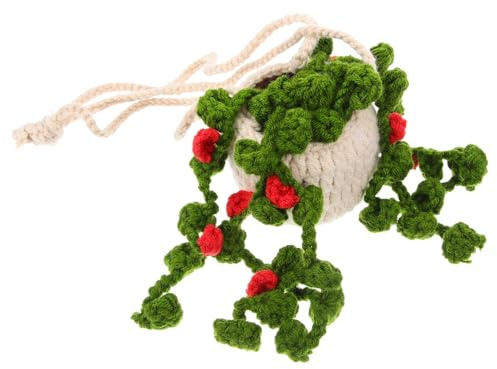 SOIMISS Crochet Hanging Plant Car Ornament Soft Wool Rearview Mirror Charm Potted Plant Accessory Interior Decoration for Vehicle
