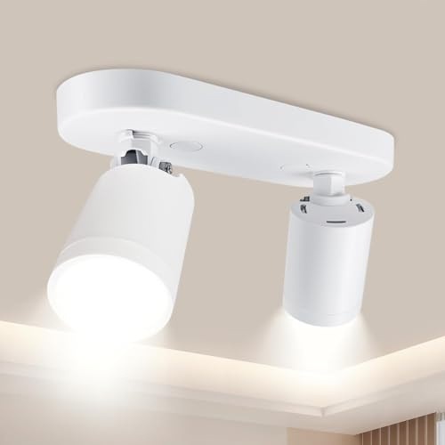 GY LED Deckenstrahler Weiß - Deckenstrahler 2 Flammig - Moderne Deckenleuchte mit 360° Verstellbarkeit - GU10 Deckenlampe Spot -Küche, Flur, Wohnzimmer - Ohne GU10 Leuchtmittel