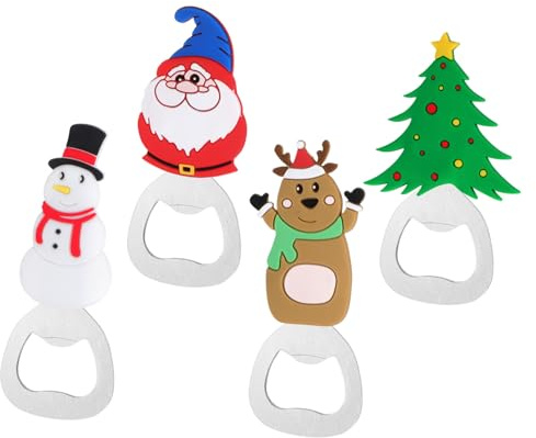 MOTHNUR 4pezzi Apribottiglie Natale Portatili Tema Cartone Animato Regali Utili Per Feste Apribottiglie Birra Maneggevoli e Durevoli Per Vacanze