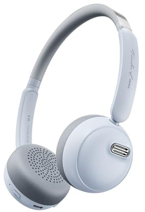 Rebocico Fashion Retro Over Ear Headphones Wireless, Headphones Wireless Bluetooth with 80 Hours Playtime, Lightweight Headphone, Adjustable Comfort Fit Design for Travel, Home (Light Blue)