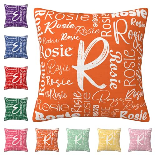 Custom Pillow with Initial Name 16x16(40x40cm), Two-Sides Printed Customized Baby Name Pillowcase, Personalized Pillow Cover with Text, Custom Room Bed Sofa Decor Love Gifts (NO Pillow Insert) | Two-Sides Printed Customized Baby Name Pillowcase, Personalized Pillow Cover with Text, Custom Room Bed Sofa Decor Love Gifts