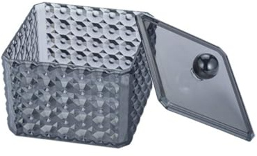 LIXSAZSE Comodo e versatile portaoggetti per il bagno Porta bastoncini di cotone Contenitore per tamponi di cotone acrilico con coperchio Porta tamponi