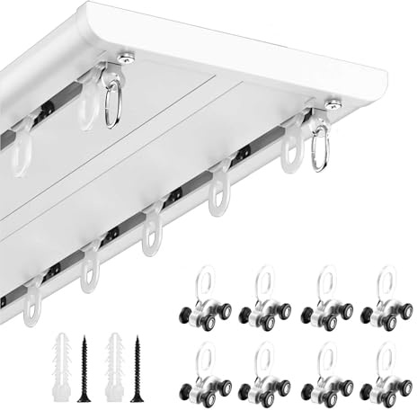 Silent - Barra de cortina de 2 vías para montaje en techo, 3,1 m, aluminio blanco para dormitorio, baño, balcón, decoración del hogar y protección de privacidad (1,0 m-5 m)