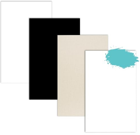 TruFlat 1/8 Pre-Finished Plywood Essentials Pack 12x19 – 24 Sheets MDF Core Flat Wood Boards for Laser Cutting, Engraving – 6 White, 6 Black, 6 Linen, 6 Paint – Smooth Double-Sided Finish