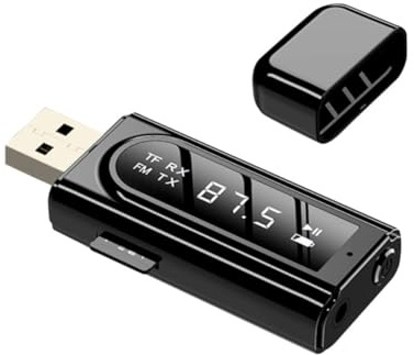 Ricevitore Audio Wireless 2 in 1 Wk9 Doppia Uscita Aux Fm | Interfaccia Jack 3, 5mm e Usb, Alimentazione Dc 5 V 2, 1 a Max, Plastica Nera per Auto