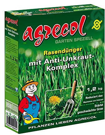 Premium Rasendünger mit Unkrautvernichter gegen Unkraut im Rasen - hochergiebig 1,2Kg für 60m² Rasenfläche