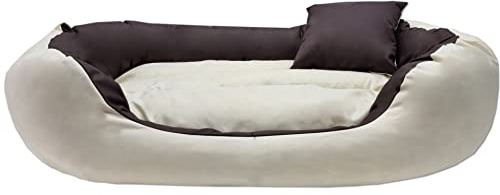 Odol-Plu Hundebett Hundekissen Hundesofa Hundekorb Katzenbett Tierbett 110 cm x 80 cm, XXL, wasserdicht (Braun-Beige)