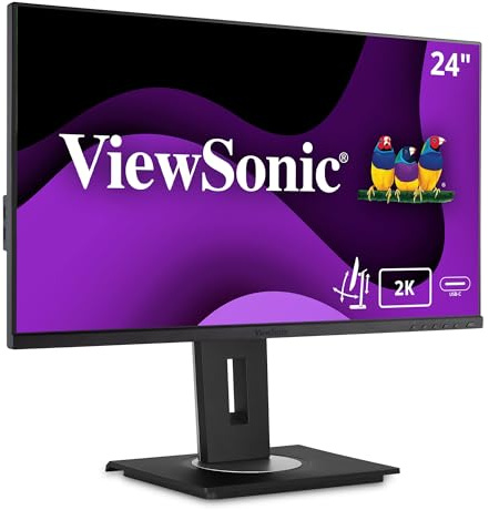 ViewSonic VG2455-2K 24 Inch IPS 1440p Monitor with USB C, HDMI, DisplayPort and 40 Degree Tilt Ergonomics for Home and Office