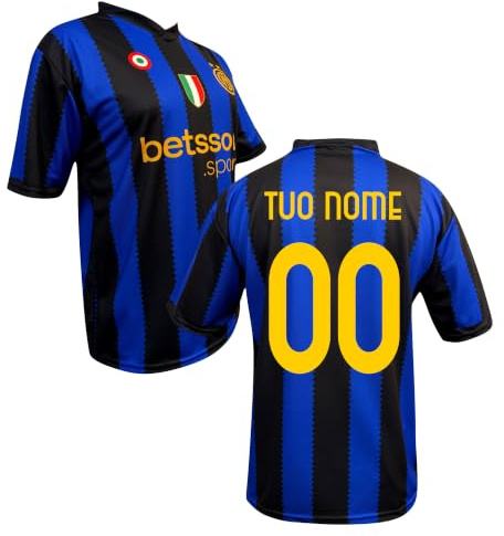 Maglia I N T E R neroblu Bambino Adulto Ufficiale Personalizzata Replica Uomo Ragazzo Autorizzata Personalizzabile CALHANOGLU BARELLA LAUTARO THURAM